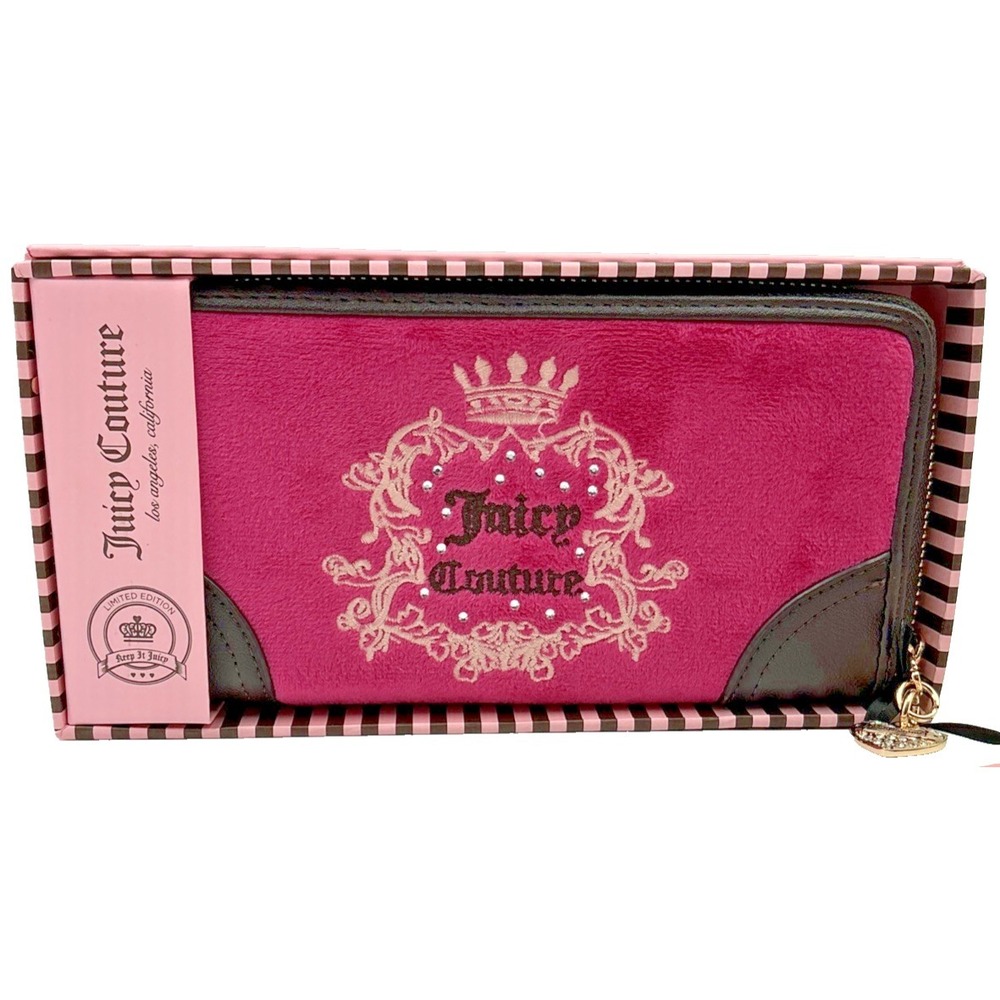 Juicy Couture Women's Velvet Wallet Raspberry Tart Large NWT